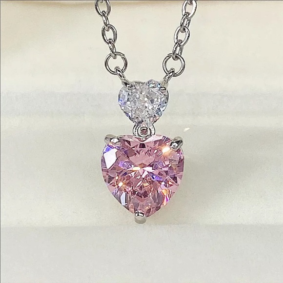 NEW 14k Beautiful Pink Heart Necklace - Picture 3 of 5